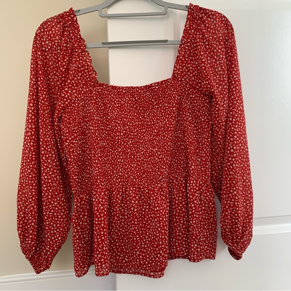 NWOT Georgette Lucie Smocked Peplum Top in Batik Vine - Picture 6 of 8